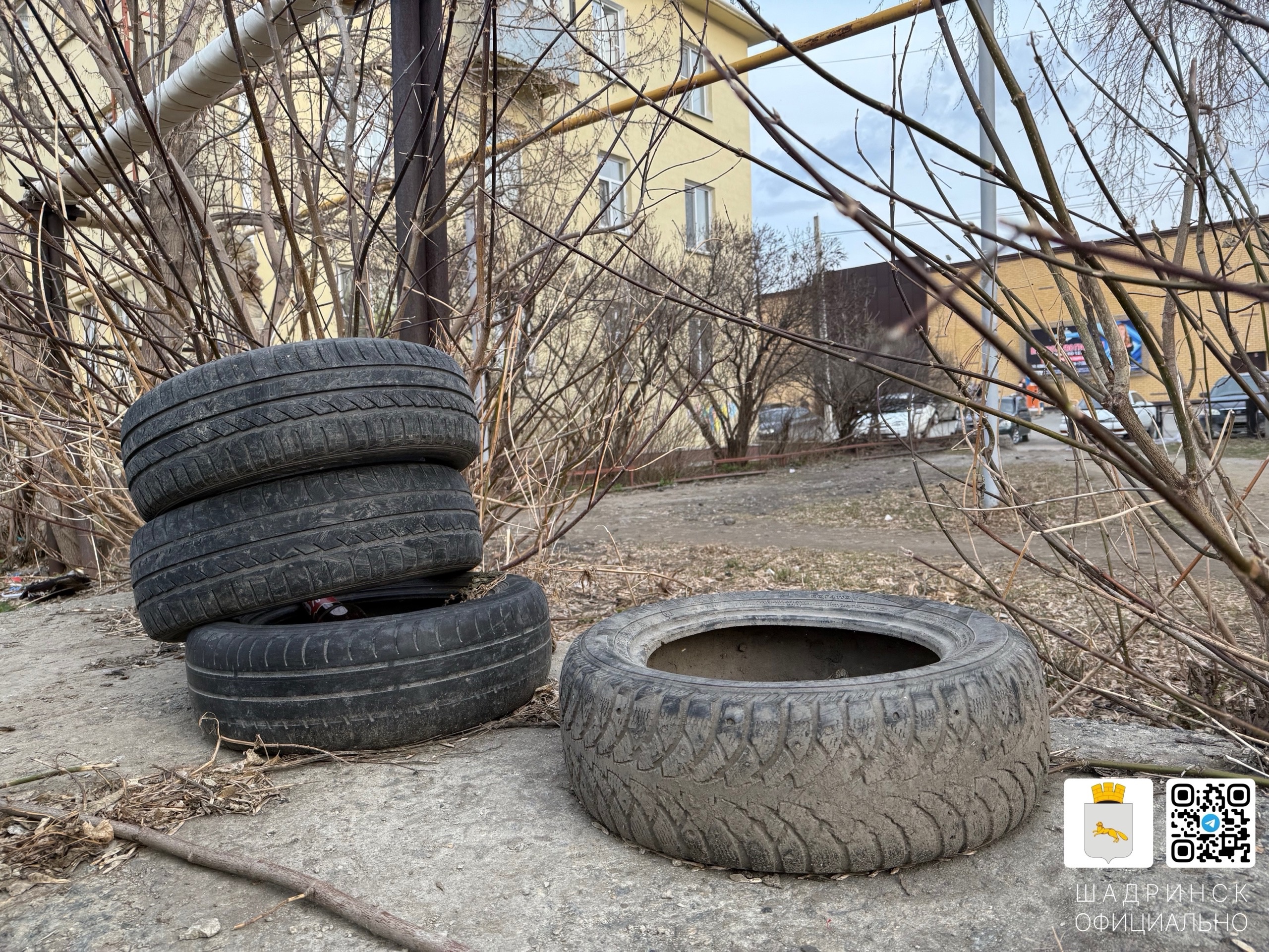 Покрышки из дворов должна увезти ваша управляющая компания. Личные - самостоятельно.